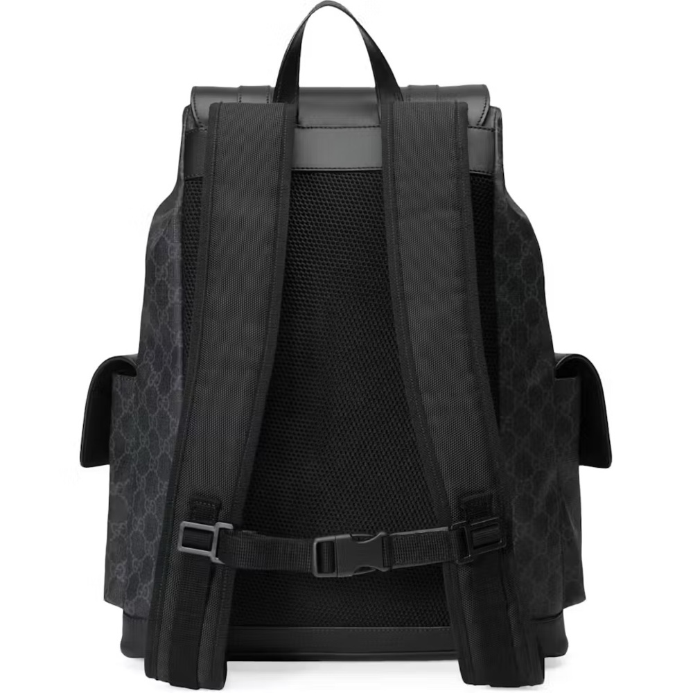 Gucci GG Supreme Black and Red Backpack with Flap Top Design - Picture 3 of 9